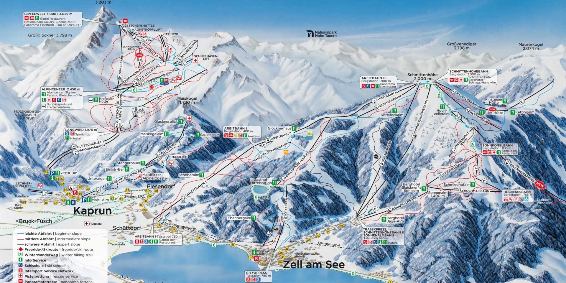 Pisteplattegrond Kaprun Zell am See-Kaprun Oostenrijk Pisteplattegrond Kaprun Zell am See-Kaprun Oostenrijk wintersport skivakantie luxe