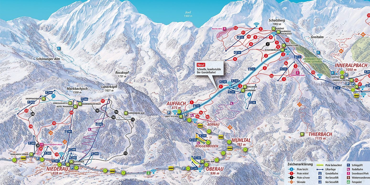 Pisteplattegrond Wildschonau Oostenrijk Pisteplattegrond Wildschonau Oostenrijk wintersport skivakantie luxe