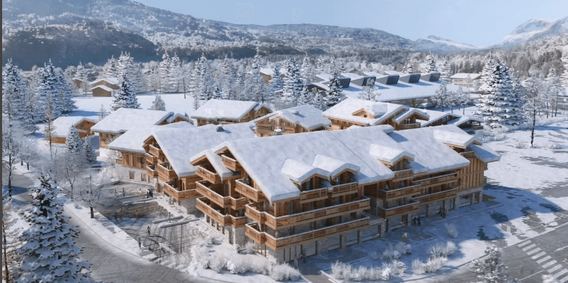 MGM Residence Alexane Samoens Le Grand Massif Frankrijk wintersport skivakantie luxe ligging residence appartementen besneeuwde bomen besneeuwde bergen sneeuw