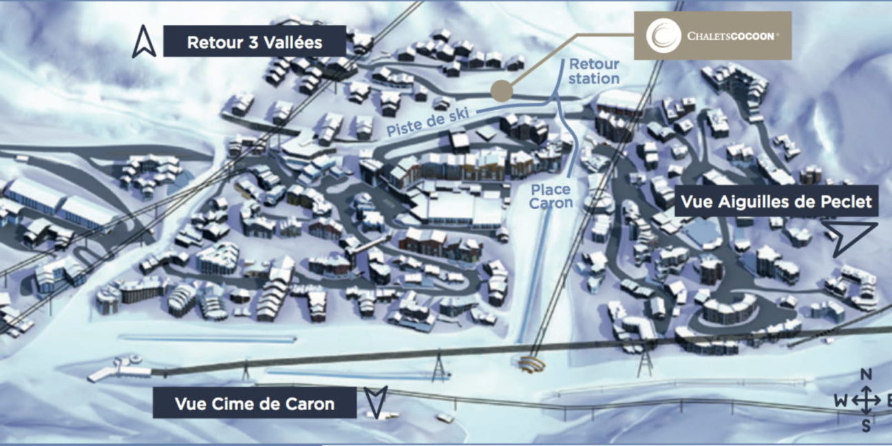 Chalets Cocoon Val Thorens Les 3 Vallees Frankrijk wintersport skivakantie luxe plattegrond ligging appartementen