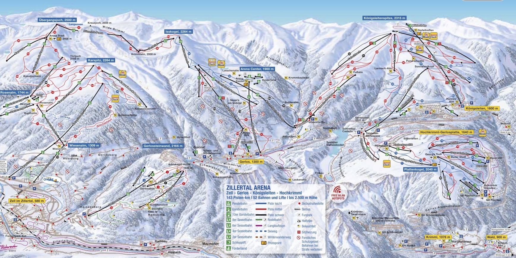 Zillertal Arena Oostenrijk pisteplattegrond Zillertal Arena Oostenrijk pisteplattegrond