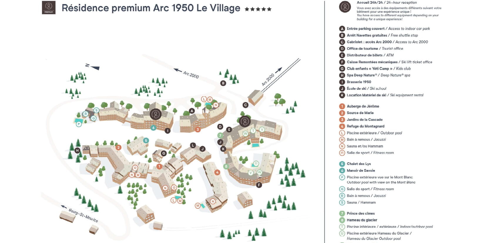 Arc 1950 Le Village resort map